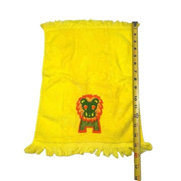 VTG 70s Golden Crown Yellow Fingertip Towel Embroidered Lion - Picture 7 of 8